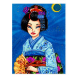 Starry Night Geisha Japanese Ukiyoe Art Postcard