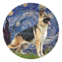 Starry Night - German Shepherd 13 Round Stickers