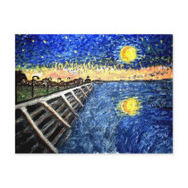 Starry Night Lake Front Postcard