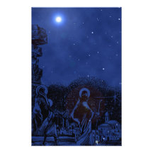 Starry Night Nativity Stationery Design