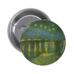 Starry Night Over Rhone by van Gogh, Vintage Art Pinback Button