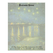 Starry Night Over Rhone by van Gogh, Vintage Art Custom Letterhead