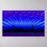 Starry Night Over The City Bay Posters