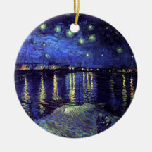 Starry night over the Rhone by Van Gogh Christmas Tree Ornament