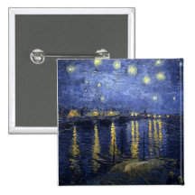 Starry Night Over the Rhone Pinback Buttons