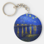 Starry Night Over the Rhone Round Keychain4