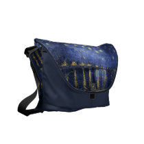 Starry Night Over the Rhone - Van Gogh (1888) messenger bags