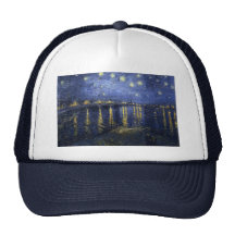 Starry Night Over The River Rhone Mesh Hat