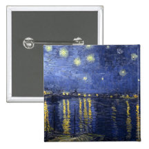 Starry Night Over The River Rhone Pinback Button