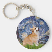 Starry Night - Pembroke Welsh Corgi 7b Keychain