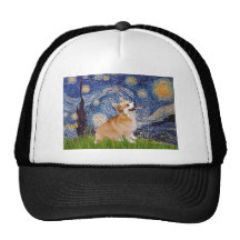 Starry Night - Pembroke Welsh Corgi 7b Mesh Hats