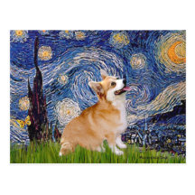 Starry Night - Pembroke Welsh Corgi 7b Post Card