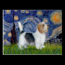Starry Night - Petit Basset (PBGV) postcards