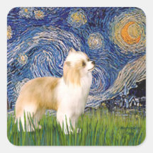 Starry Night - Puff Chinese Crested (cream) Sticker