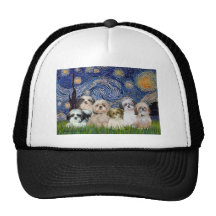 Starry Night - Six Shih Tzus Mesh Hats