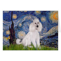 Starry Night - Standard White Poodle (C) Greeting Cards