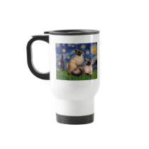 Starry Night - Two Siamese cats (Choc Pt) Coffee Mugs