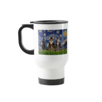 Starry Night - Two Tabby Tiger Cats Mug