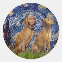 Starry Night - Two Vizslas Sticker