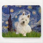 Starry Night - Westie 1 Mousepads
