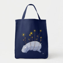 Starry Starry Hippo Grocery Tote Tote Bag