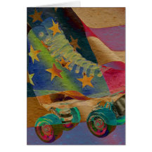 Stars Abstract Roller Skate Greeting Cards