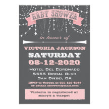 Stars and beads Baby Shower Invitations