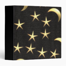Stars and Crescent Moon 3 Ring Binders