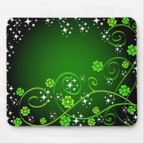 Stars and green clovers mouse pad