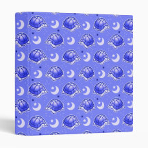 Stars and Moons Blue Turtle Pattern 3 Ring Binders