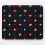 Stars and Stripes on Black Background Pattern Mouse Pad
