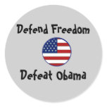 starsnstripesshield, Defend Freedom, Defeat Obama Round Sticker