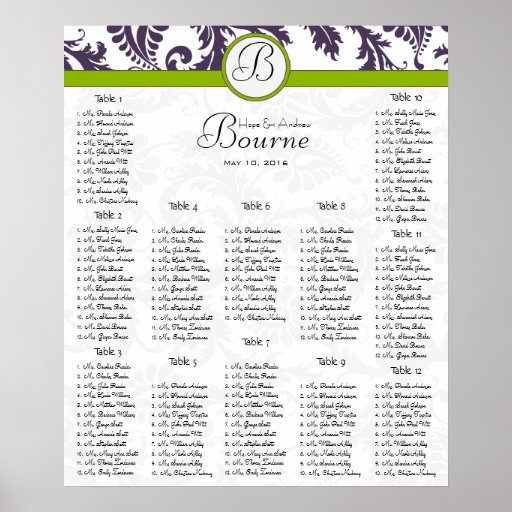 Starts at $13.20 Seating Chart 12 Tables Poster