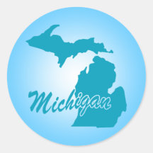 State Michigan Round Stickers