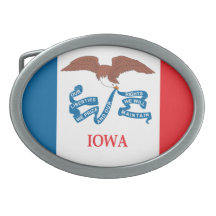 State of Iowa flag Oval Belt Buckle