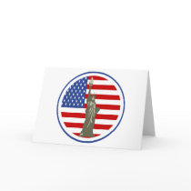 State of Liberty In USA Flag Card
