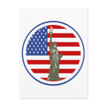 State of Liberty In USA Flag Postcard