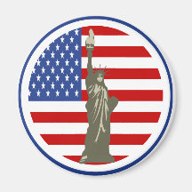 State of Liberty In USA Flag Refrigerator Magnet