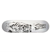 Stately White Tiger Skateboard