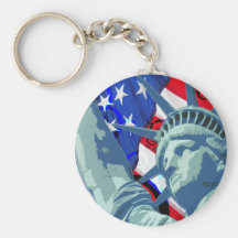 Statue de la liberté et du drapeau américain patri porte-clé