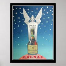 Statue et poster vintage d'art déco