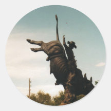 Statue of a bullrider(kkincade12) round stickers