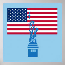 Statue of Liberty and American Flag Canvas Print