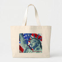 Statue of Liberty and Patriotic American Flag Canvas Bag