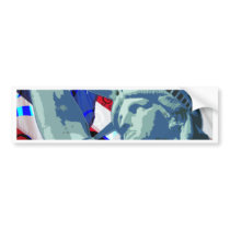 Statue of Liberty and Patriotic American Flag