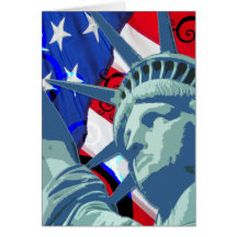 Statue of Liberty and Patriotic American Flag Greeting Cards