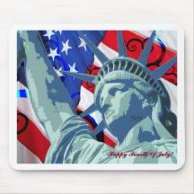 Statue of Liberty and Patriotic American Flag Mousepads