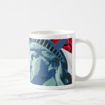 Statue of Liberty and Patriotic American Flag Coffee Mug