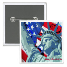 Statue of Liberty and Patriotic American Flag Pin