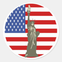 statue of liberty in amercian flag sticker